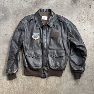 Vintage A-2 Brown Leather Jacket Size 44R USAF Air Force